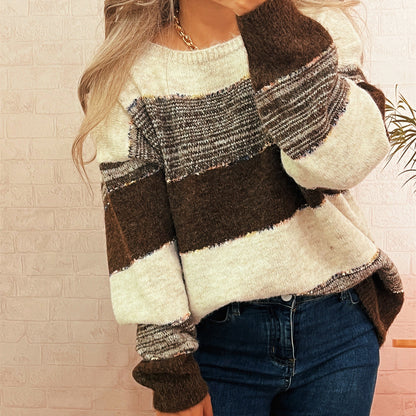 Damen Oversized-Pullover Streifenmuster Lässig Norvielle