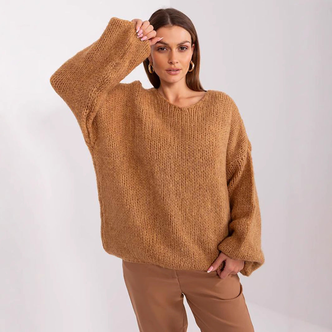 Damen Oversized Grobstrickpullover Weite Ärmel Norvielle - Norvielle