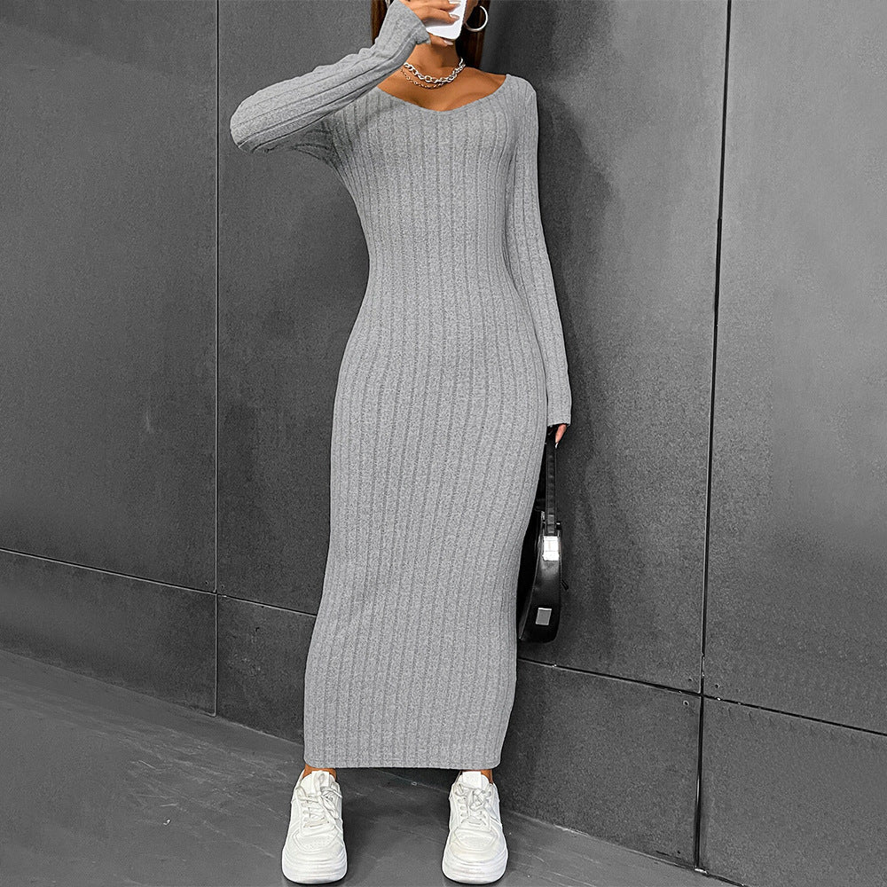 Damen Figurformendes Langarm Strickkleid Norvielle - Norvielle