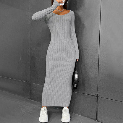 Damen Figurformendes Langarm Strickkleid Norvielle - Norvielle