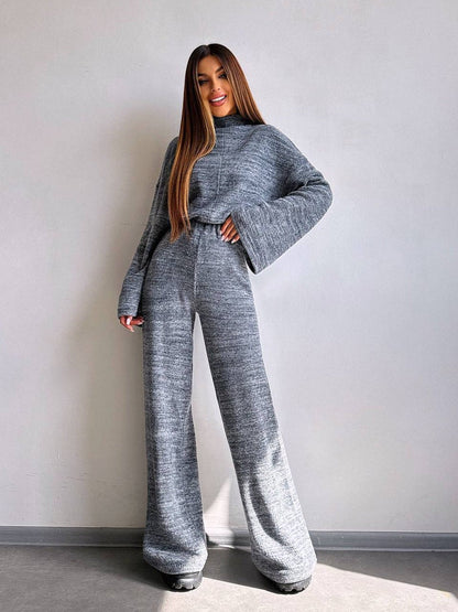Damen Loungewear-Set Weites Rippdesign Bequem