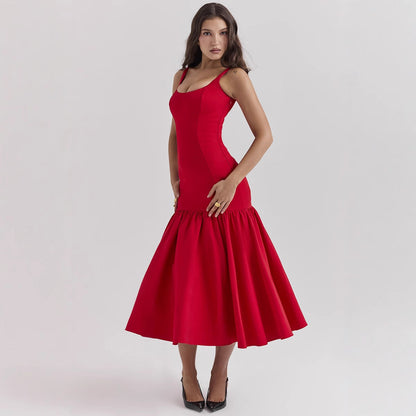 Damen Maxikleid Schwingender Rock Figurbetont Norvielle