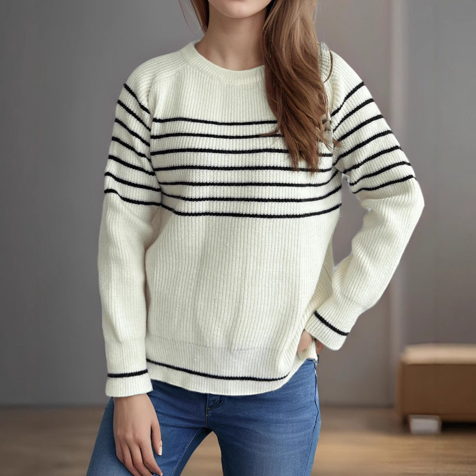 Damen Pullover Maritimes Streifenmuster Weich Norvielle