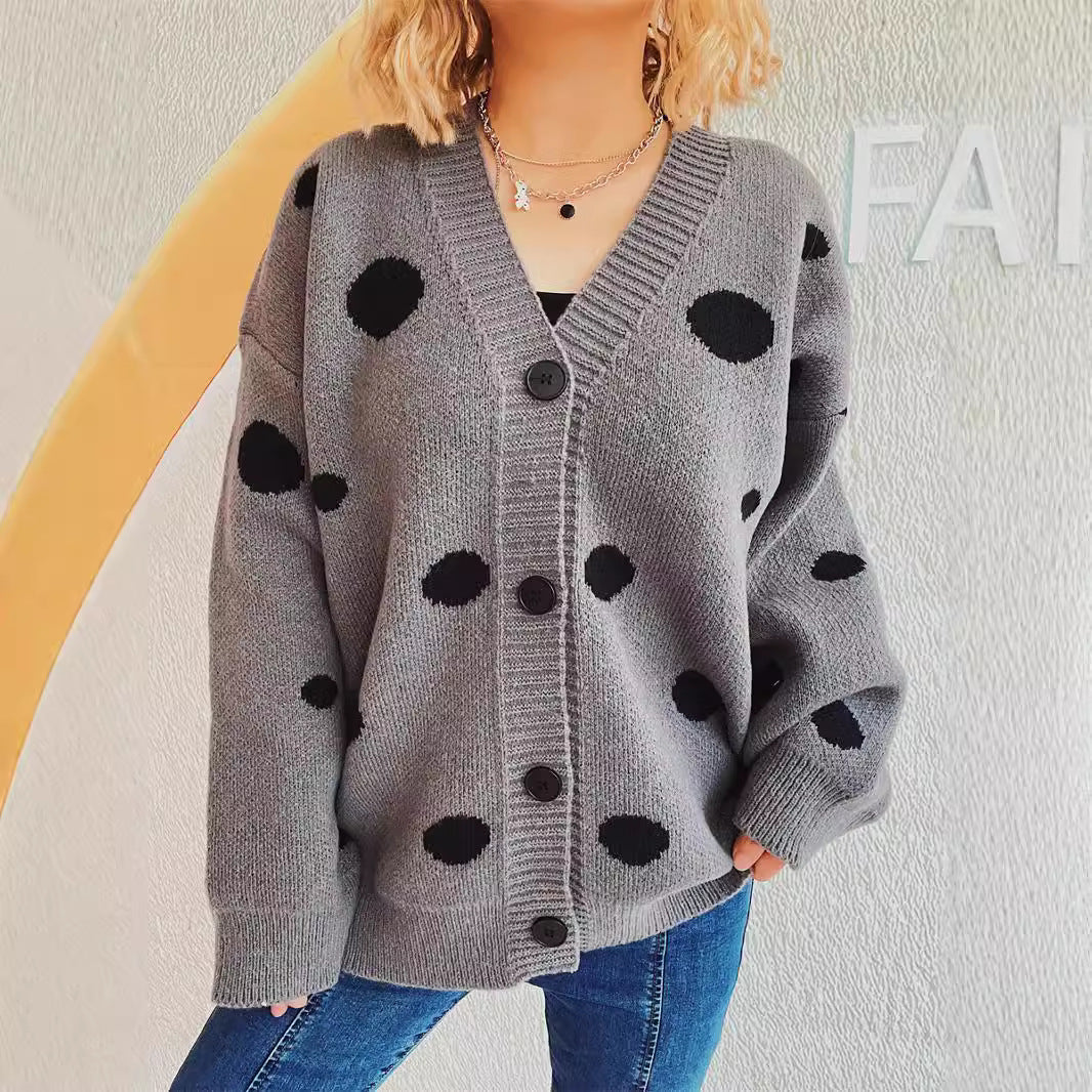 Damen Strickcardigan Bequem Punktedesign Norvielle