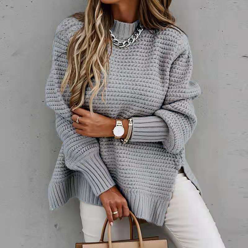 Damen Strickpullover Waffle-Muster Weite Ärmel Norvielle
