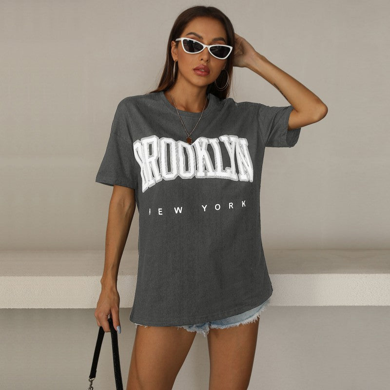 Damen Oversized T-Shirt Brooklyn-Print Norvielle