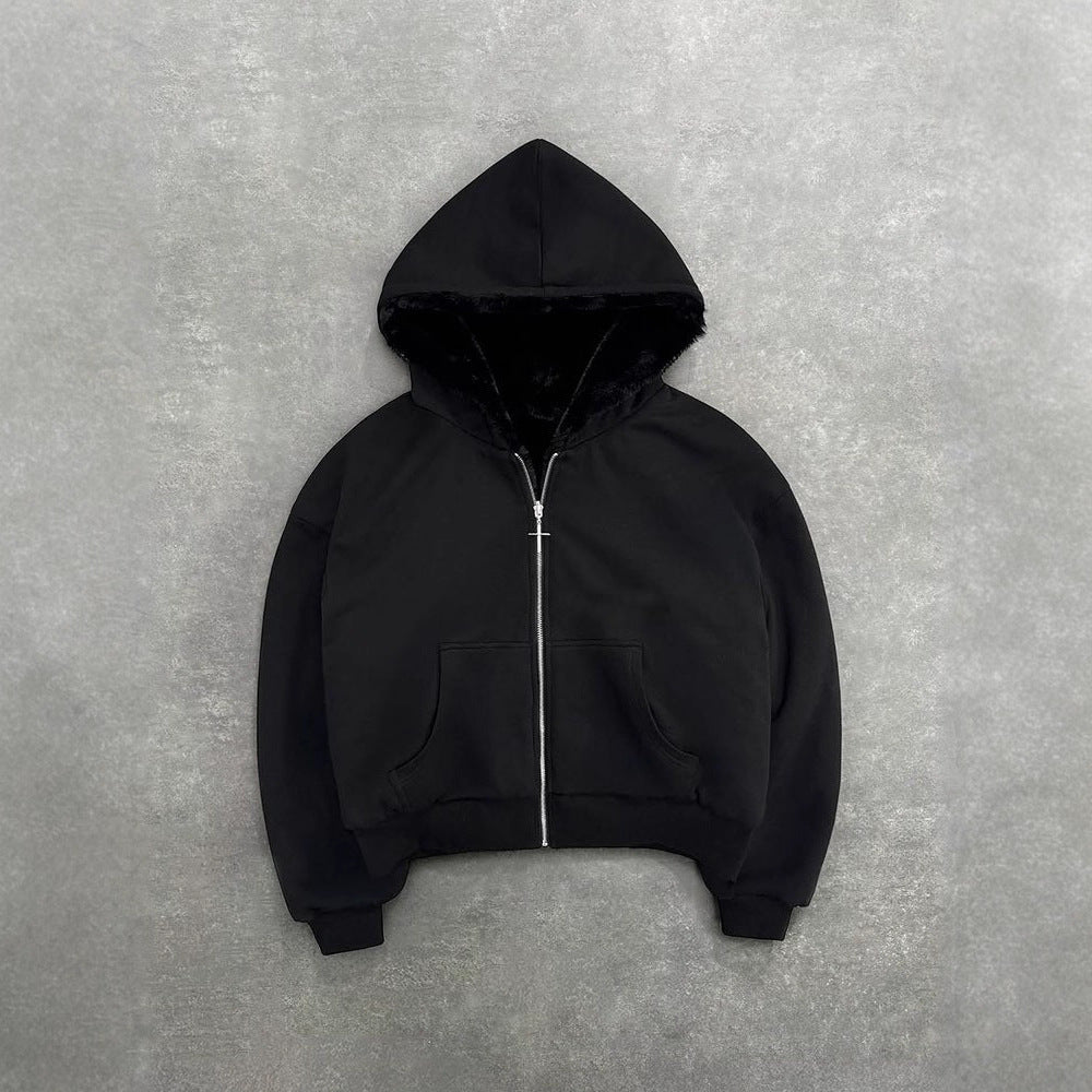Damen Kapuzenjacke Tierfleece Innenfutter