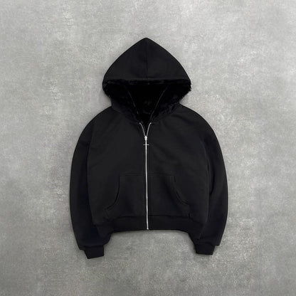 Damen Kapuzenjacke Tierfleece Innenfutter
