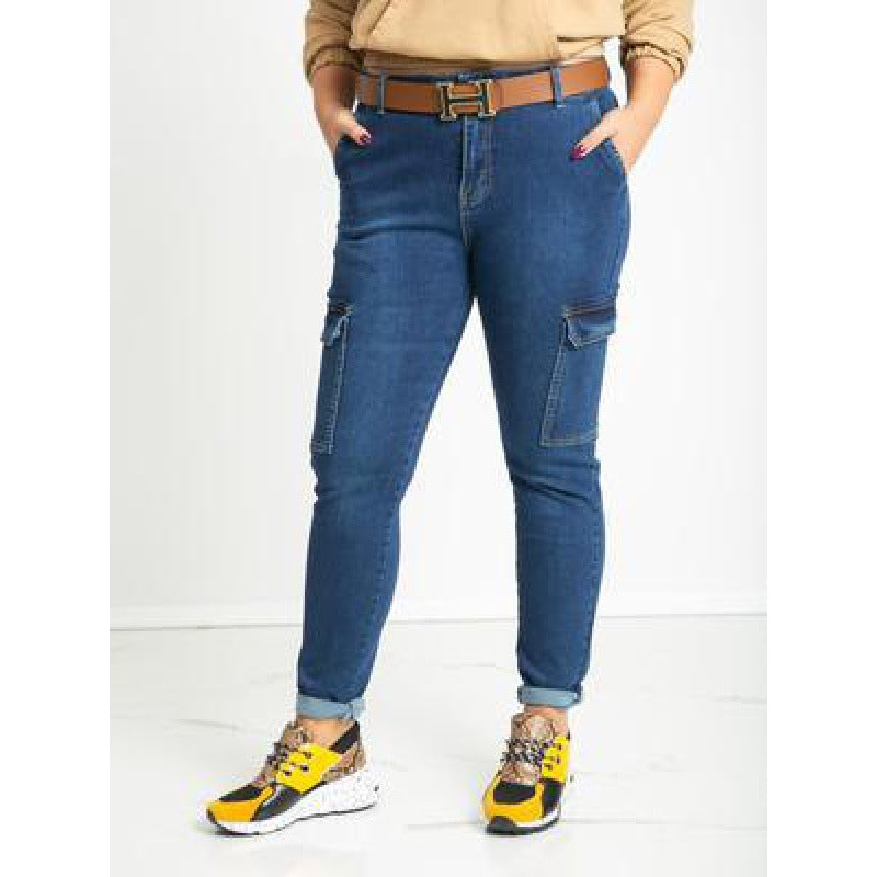 Damen Cargo Jeans Bequem Seitentaschen Norvielle