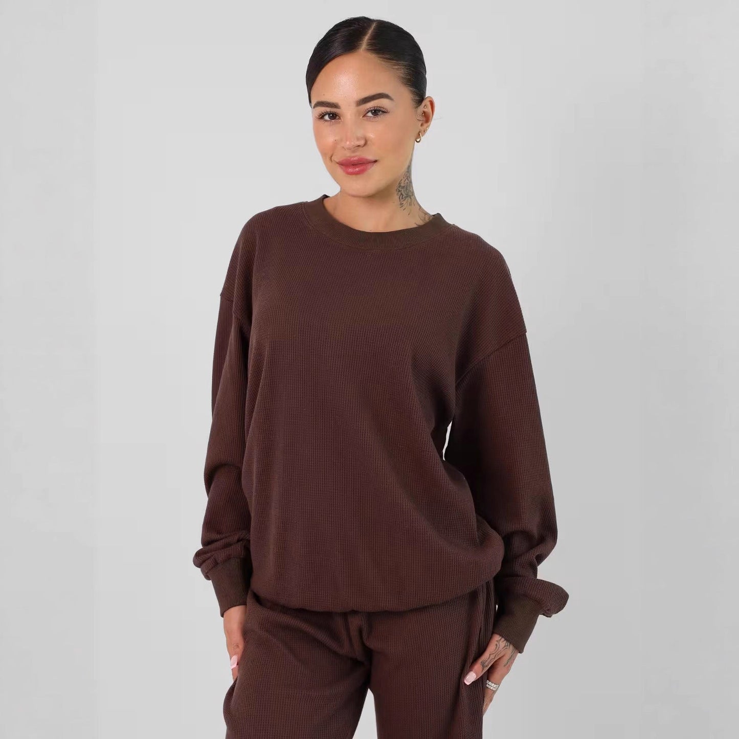 Damen Freizeit-Set Waffelstruktur Bequem Norvielle