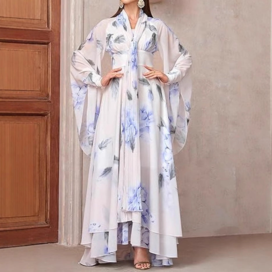 Damen Maxikleid Florales Design mit Volants