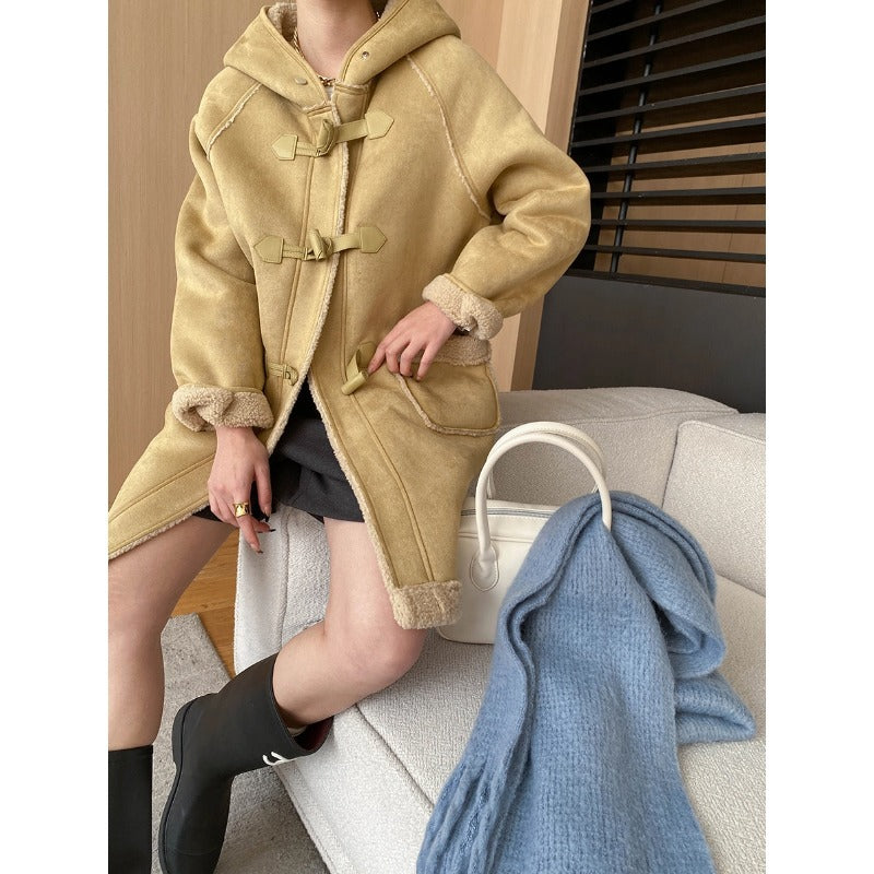 Damen Dufflecoat Strickmaterial Gemütliches Innenfutter - Norvielle