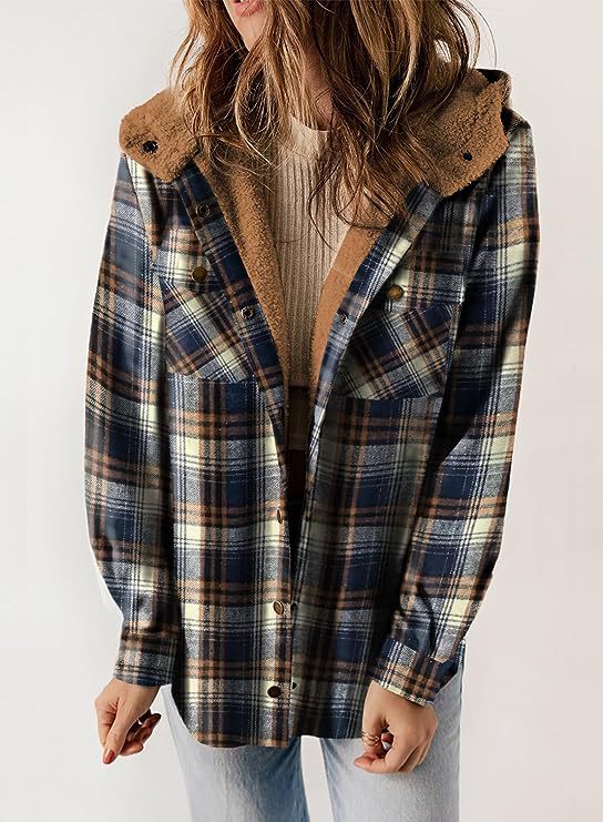 Damen Flanelljacke Gefütterte Kapuze Norvielle