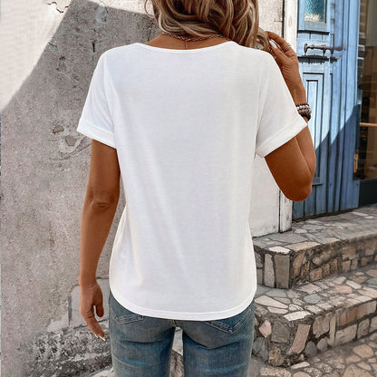 Damen T-Shirt V-Ausschnitt Cut-Out-Details Norvielle