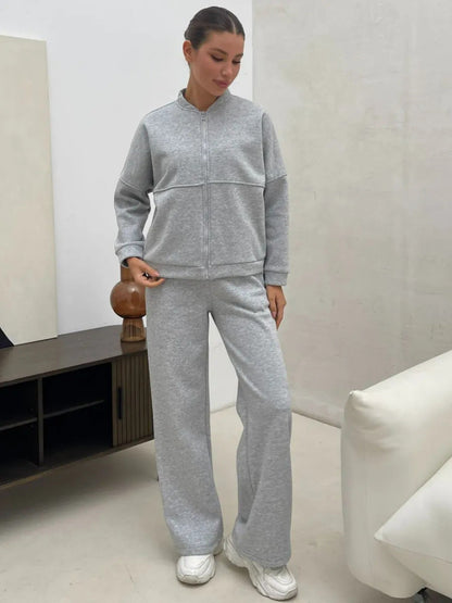 Damen Sportliches Lounge-Set Kuschelige Jacke Bequeme Hosen Norvielle