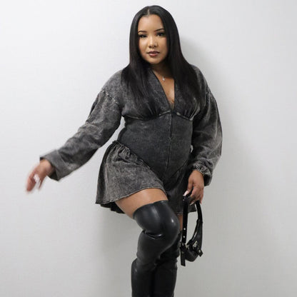 Damen Wickeloverall Puffärmel Norvielle
