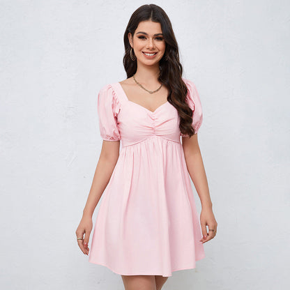 Damen Freizeitkleid Puffärmel Elegantes Raffung Norvielle
