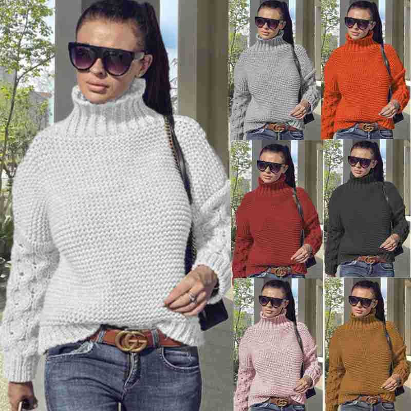 Damen Grobstrickpullover Hochkragen Strukturoptik Norvielle - Norvielle