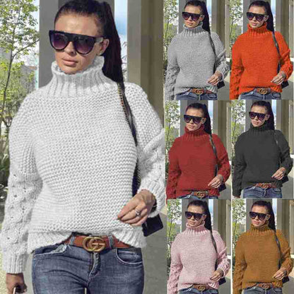 Damen Grobstrickpullover Hochkragen Strukturoptik Norvielle - Norvielle