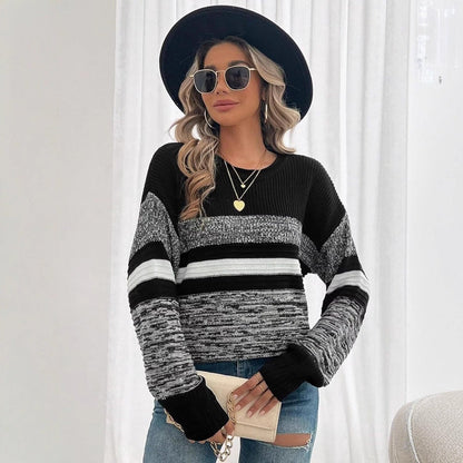 Damen Pullover Gestreift Weit Norvielle