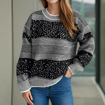 Damen Sweatshirt Glitzernde Pailletten-Applikationen Norvielle