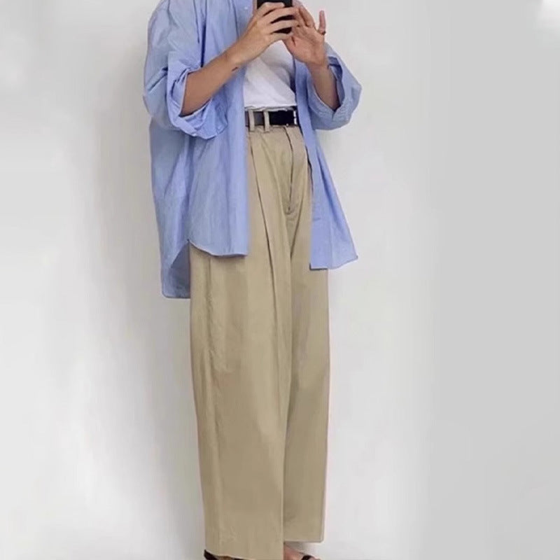 Damen Weite Stoffhose Hochgeschnitten Norvielle