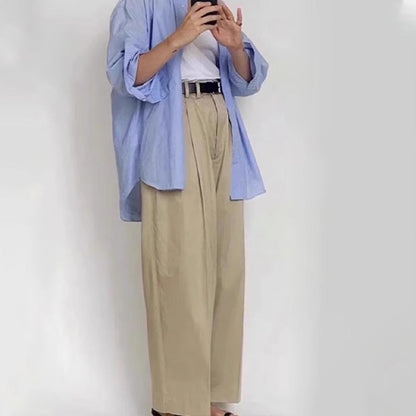 Damen Weite Stoffhose Hochgeschnitten Norvielle