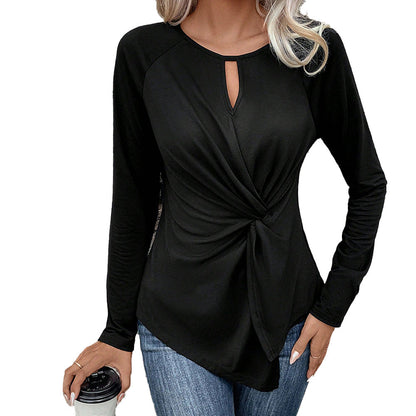 Damen Oberteil V-Ausschnitt Norvielle Elegantes Knotendesign