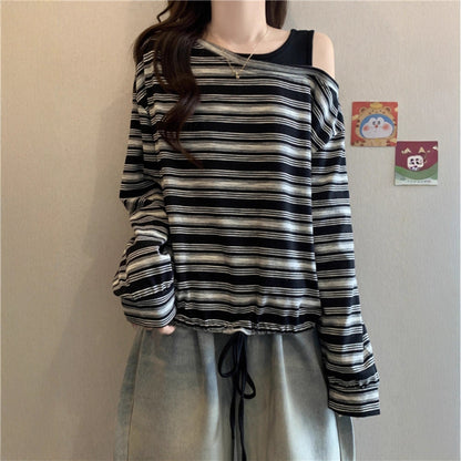 Damen Off-Shoulder Langarmshirt aus Baumwolle Norvielle