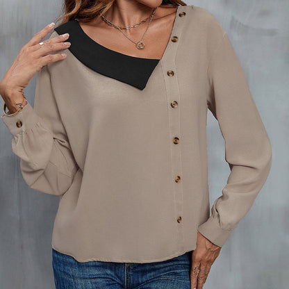 Damen Bluse Elegante Asymmetrischer Ausschnitt Modern - Norvielle