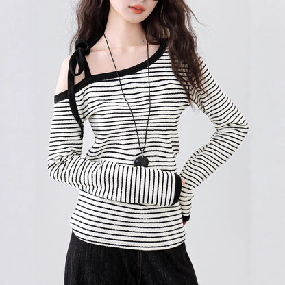 Damen Off-Shoulder Streifen Design