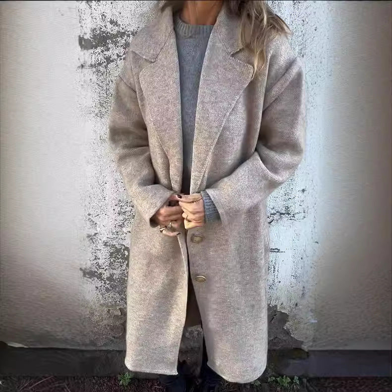 Damen Übergangsjacke Weites Design Knopfdetails Elegantes Design