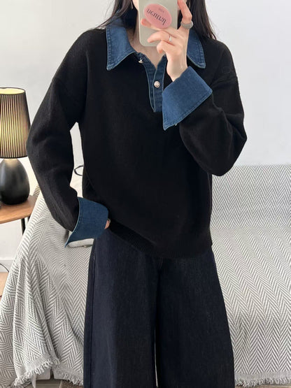 Damen Pullover Weiches Material Mit Hemdkragen Norvielle