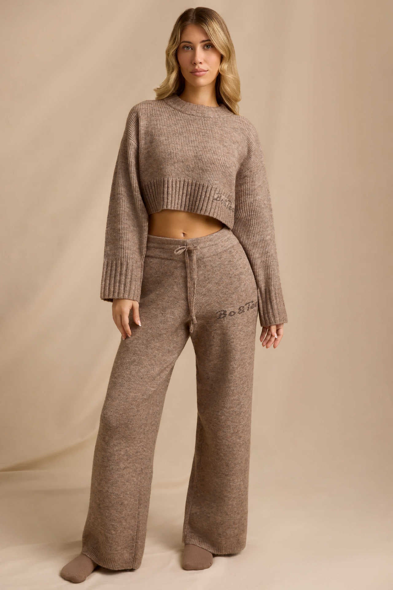 Damen Strick-Loungewear-Set Cropped Norvielle