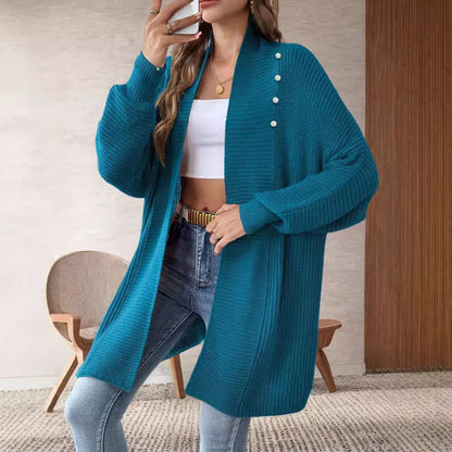 Damen Strickjacke Perlknöpfe Elegantes Design Norvielle