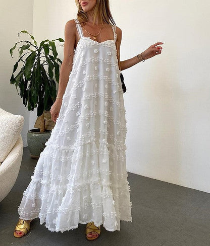 Damen Sommerkleid Bodenlang Floralmuster Rüschendetails Norvielle