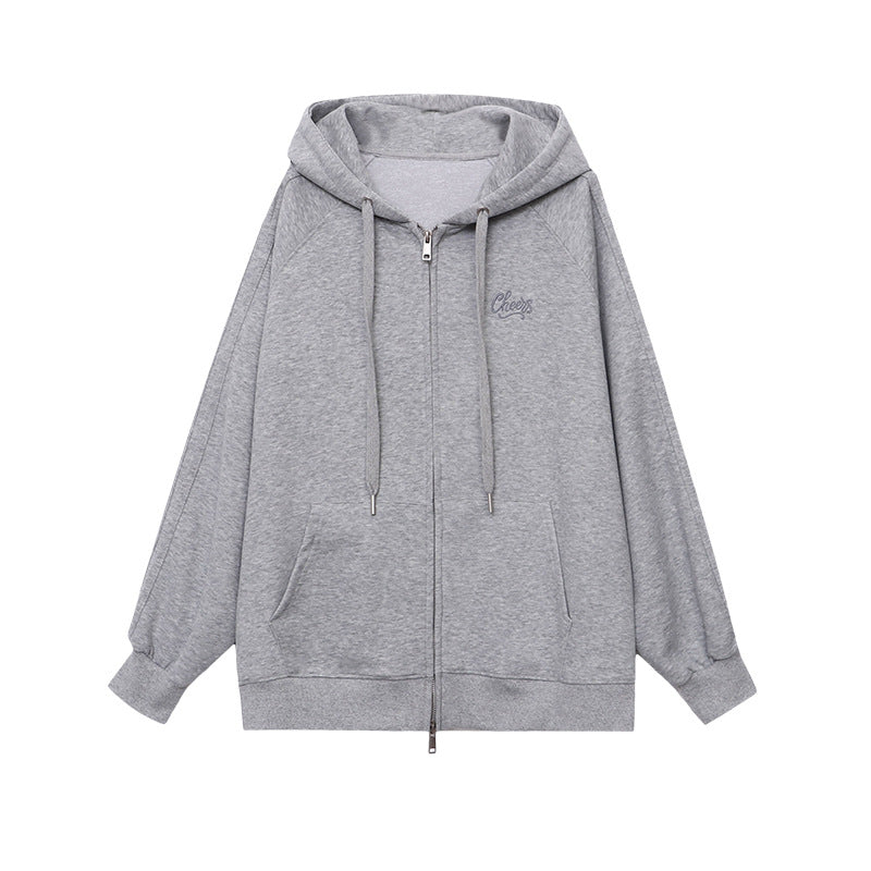 Damen Oversize Kapuzenjacke mit Reißverschluss Lässig