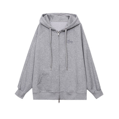 Damen Oversize Kapuzenjacke mit Reißverschluss Lässig