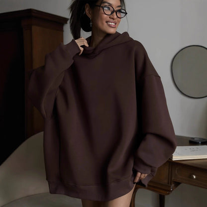Damen Oversized Hoodie Hochgeschlossener Kragen Baumwolle