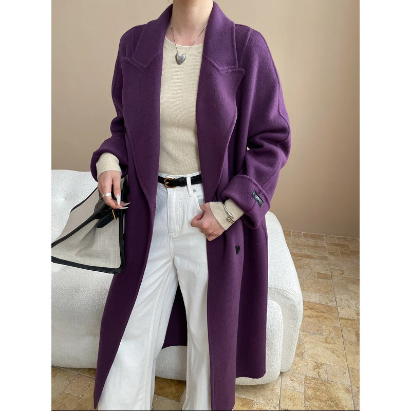 Damen Oversized-Mantel Doppelter Knopfleiste Taschen Schwarz Norvielle - Norvielle
