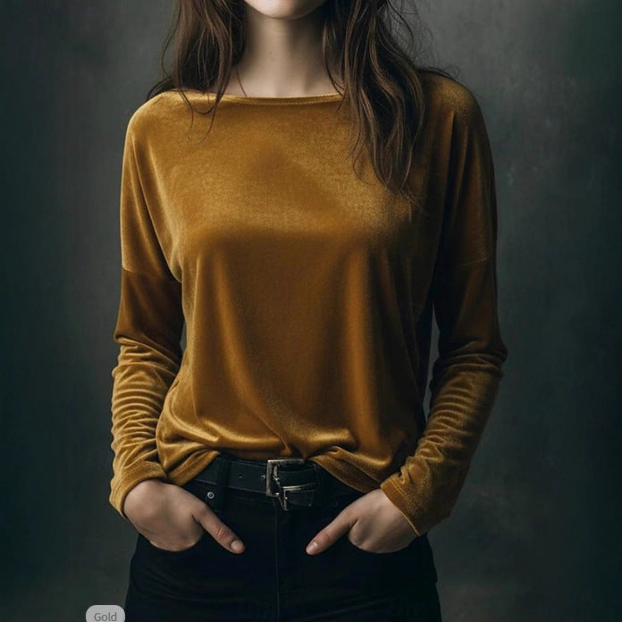 Damen Velours Longsleeve Leicht Norvielle