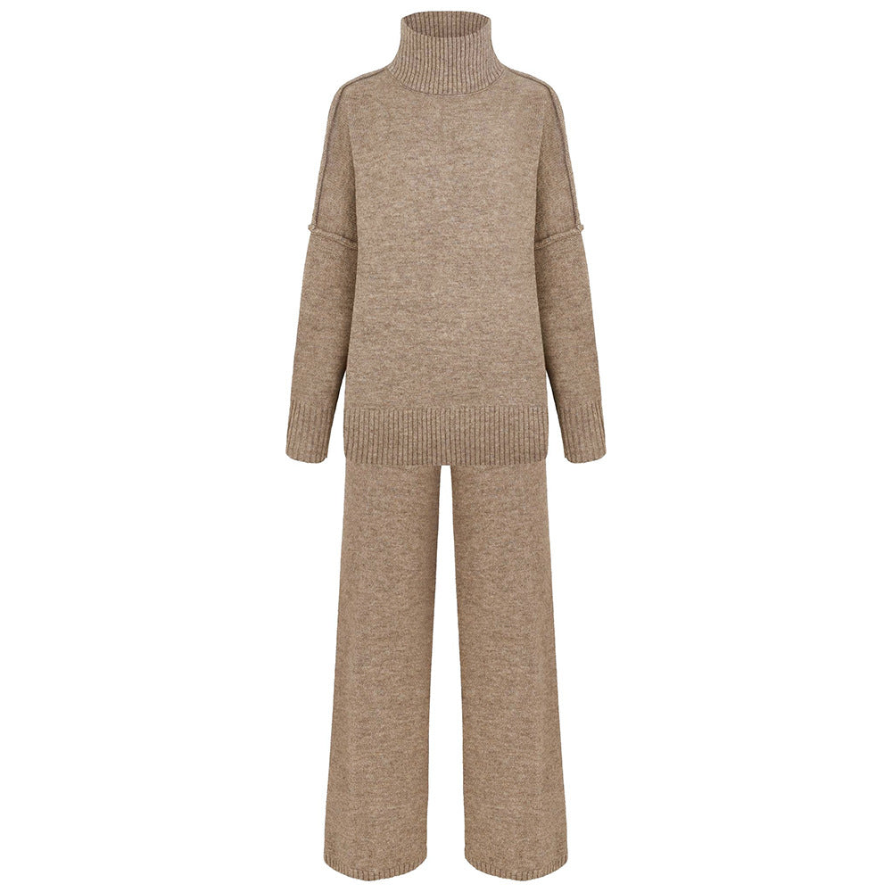 Damen Strickensemble Weiter Schnitt Hoher Kragen Norvielle