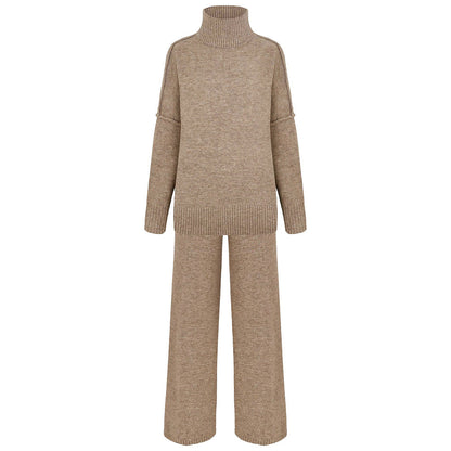 Damen Strickensemble Weiter Schnitt Hoher Kragen Norvielle