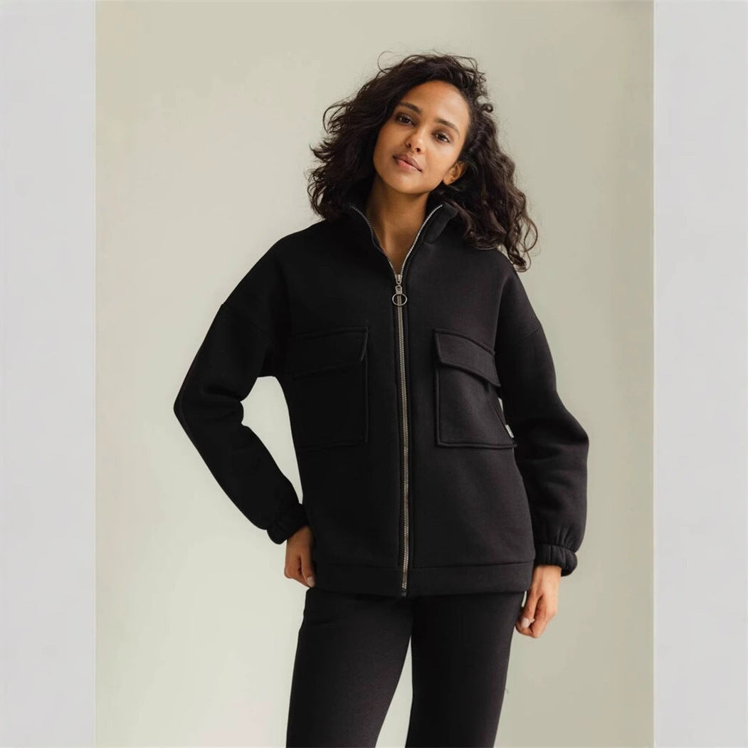 Damen Fleecejacke Mit Hochem Kragen Und Taschen Norvielle