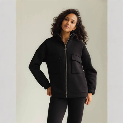 Damen Fleecejacke Mit Hochem Kragen Und Taschen Norvielle