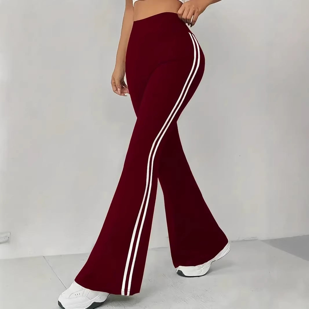 Damen Sportleggings Flared Bein Streifen