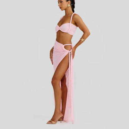 Damen Bikiniset mit Wickeltuch und Schnürdetails