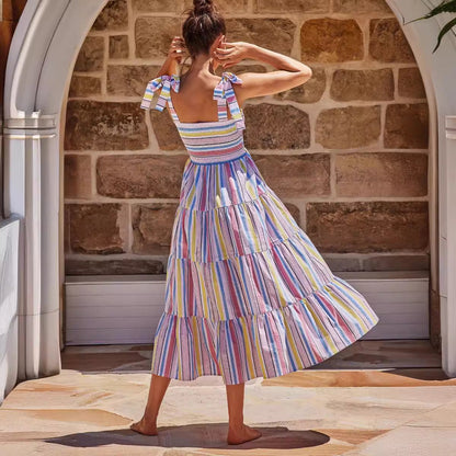 Damen Maxikleid Elastisch Gestreift Norvielle