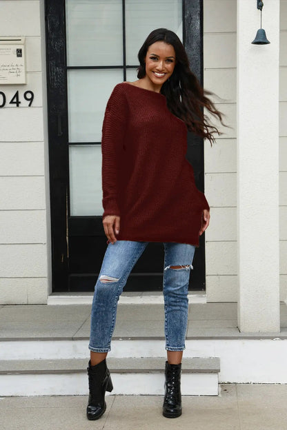 Damen Strickpullover Weit Schnitt Strukturiert Norvielle