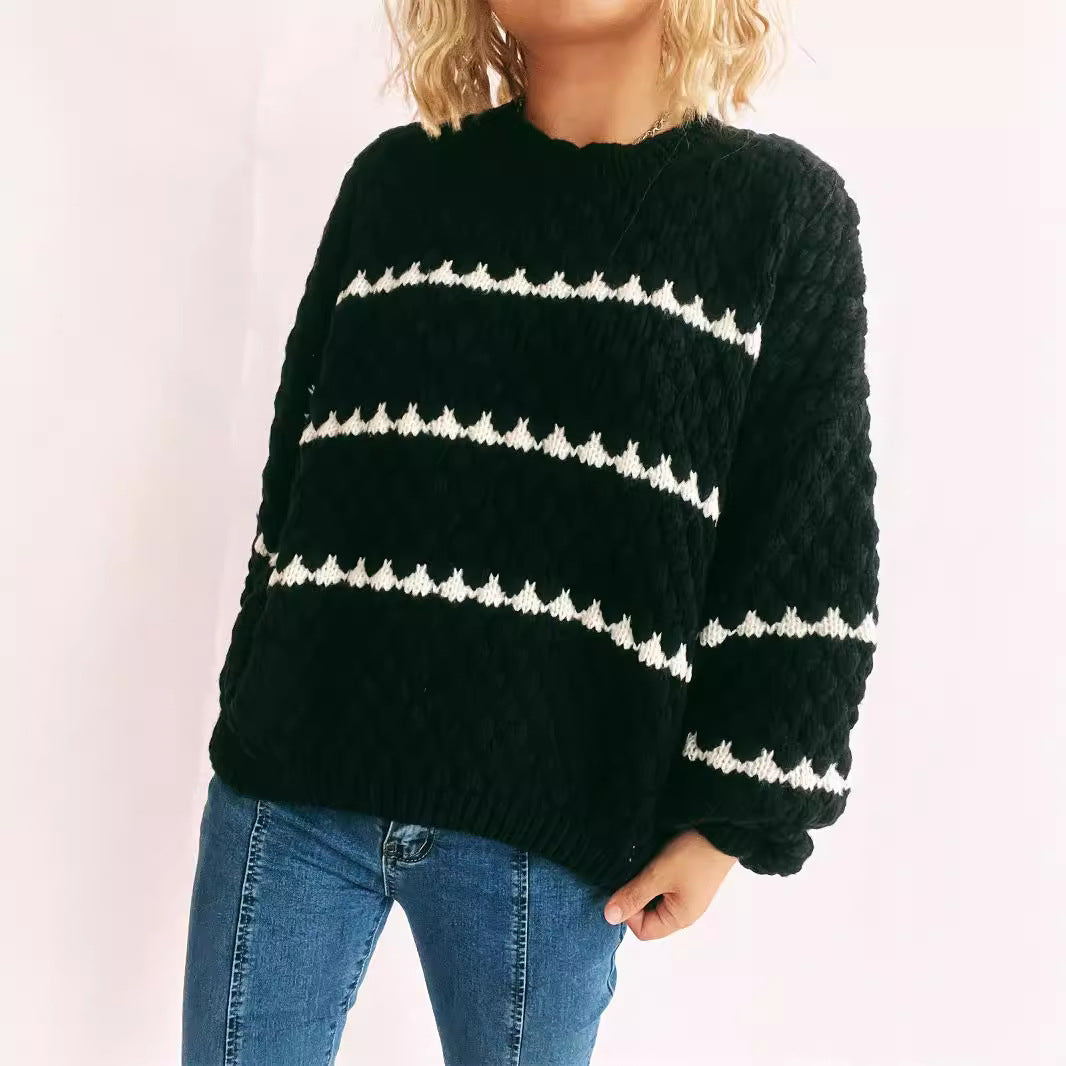 Damen Pullover Grobgestrickt Lässiger Schnitt Norvielle